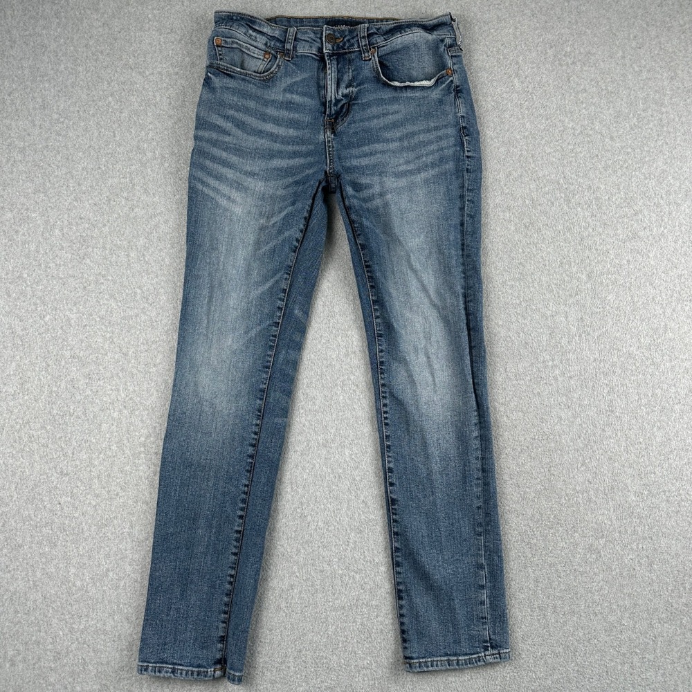 Aeropostale Jeans Mens 30/30 Blue Slim Fit Denim Pants Whisker Faded Dark Wash